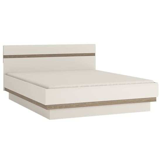 Cheya High Gloss Storage King Size Bed In White And Truffle Oak_1